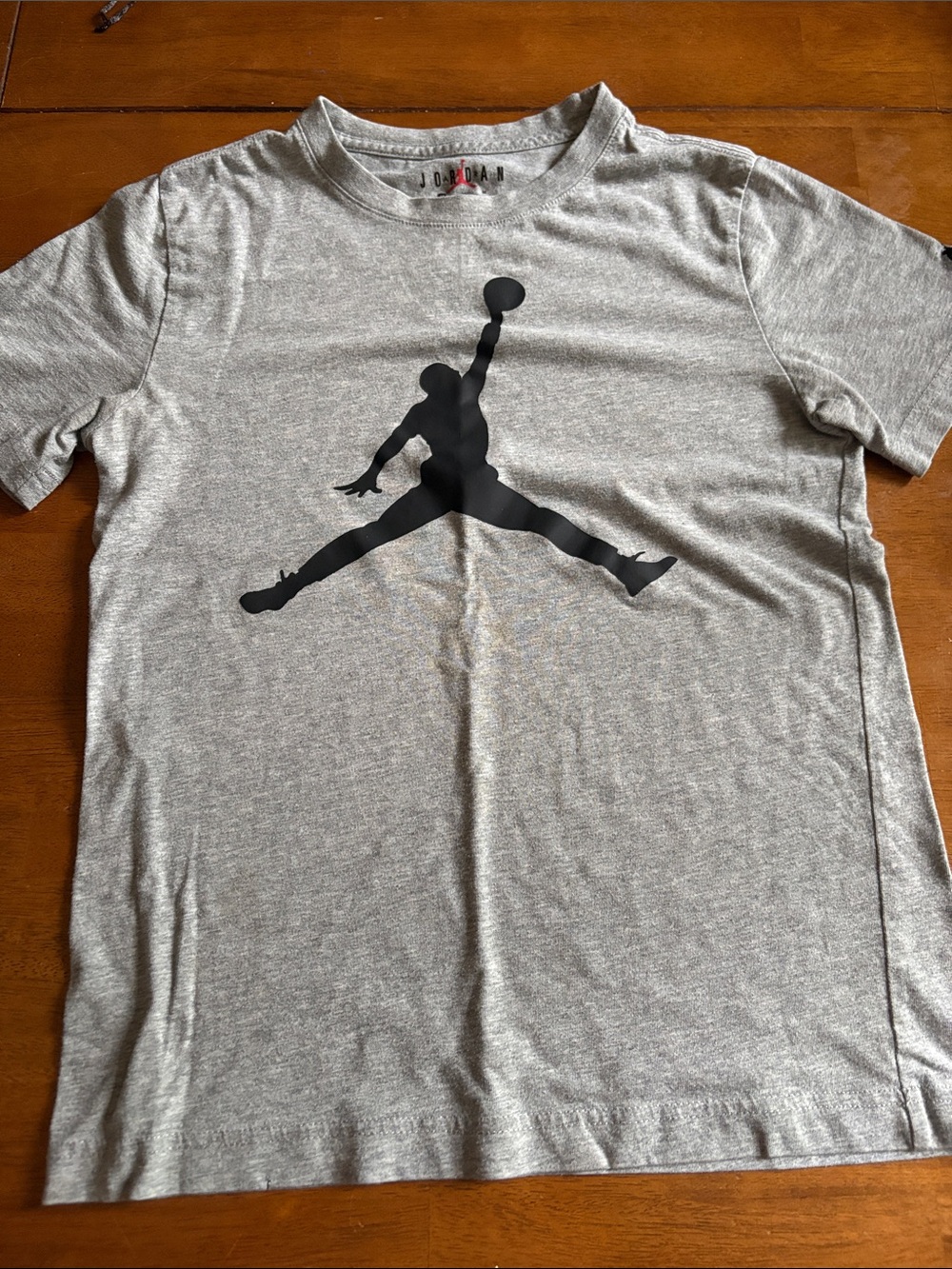 Jordan Gray Short-Sleeve Tee with Black Jumpman Logo
